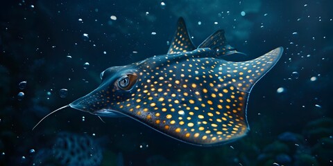 Wall Mural - Mesmerizing Polka Dot Stingray in the Depths of the Ocean