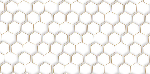Abstract pattern with hexagonal white and gray technology line paper background. Hexagonal 3d vector grid tile and mosaic structure simple style hexagonal graphic concept. Futuristic surface design.	
