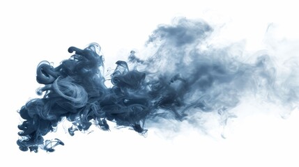 Sticker - A captivating abstract image showcasing a billow of blue smoke on a white background, embodying movement and fluidity.