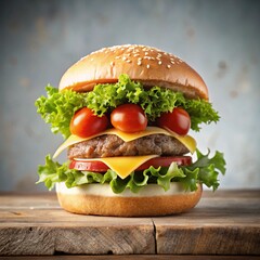 Wall Mural - Tasty burger with fresh ingredients