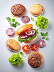 Wall Mural - Tasty burger with fresh ingredients