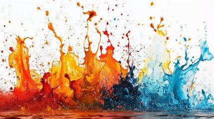 Poster - This image showcases vibrant splashes of color bouncing off one another, creating a dynamic and energetic abstract composition.