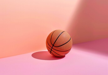 Canvas Print - Basketball on Pink and Orange Background