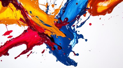 Poster - Organic shapes in bold colors, resembling paint splatters on a white background, creative and artistic