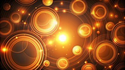 Sticker - Orange glowing circles abstract futuristic background , circles, abstract, futuristic, glowing, orange, bright, vibrant