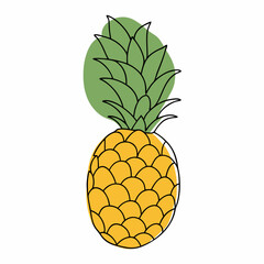 Continuous one line drawing pineapple Vector illustration Black line art on a isolated white background (6)