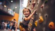 © neirfy - little child rock climbing at indoor gym,