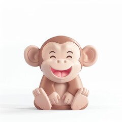 Wall Mural - Monkey  in 3D style on a white background