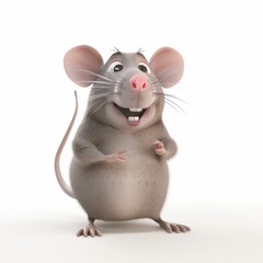 Canvas Print - Mouse in 3D style on a white background
