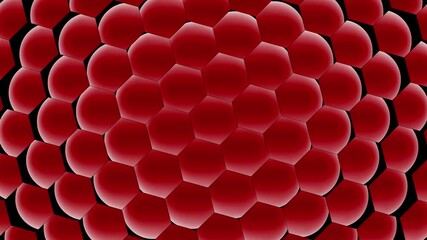Wall Mural - Red abstract hexagon geometric shape animation loop background	