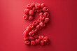 © Vilma - Number 2 made of raspberries, pink, red background, red tasty fresh berries number