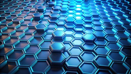 Wall Mural - Futuristic rendering of hexagon surface , abstract, technology, digital, background, sci-fi, geometric, design, futuristic