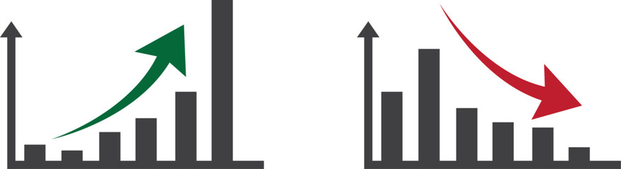 Business Graph Set. X Y Axis Cartesian Coordinate Plane. The report, Presentation, Data and Infographic. Vector Illustration Design. Transparent Background.	