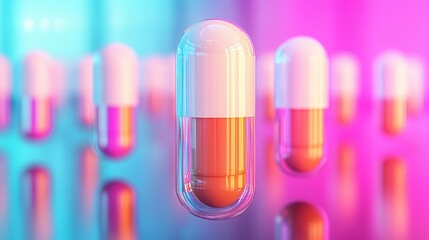 Wall Mural - Abstract pill background with colorful glow.