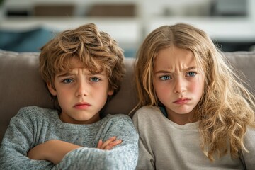 upset siblings ignoring each other at home, generative ai