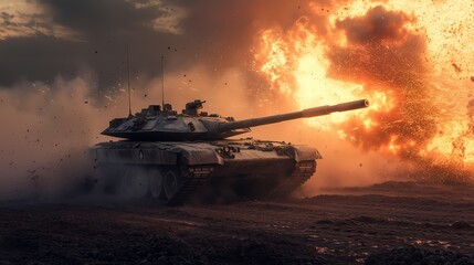 Tank Firing With Explosion.