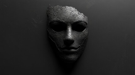 Mysterious Black Mask on Dark Background