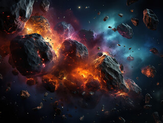 Wall Mural - attractive an image of a rocky asteroid flying through space
