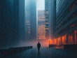 © Majella - A Solitary Investor Walking Through an Abandoned Financial District Landscape