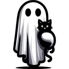 Ghost with   Black Cat clipart  generative ai