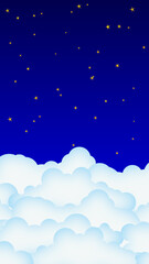 Wall Mural - night sky with stars and clouds, lullaby and nursery bedtime kids starry sky, vertical social media background	