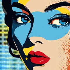 Wall Mural - Retro pop art design featuring vibrant blue tones and dynamic comic patterns.