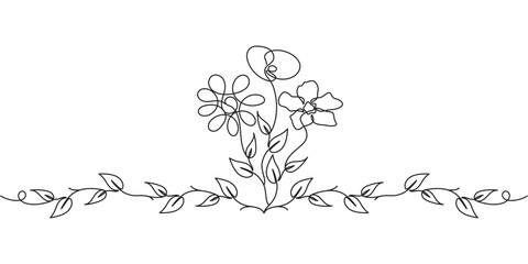 Wall Mural -  Decorative flower line art style vector illustration eps 10
