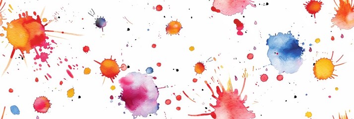 Canvas Print - This image artistically captures bright color splashes on a white canvas, exemplifying a playful and experimental abstract representation.