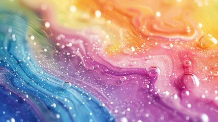 Canvas Print - A smooth gradient of colors from blue to pink with water droplets, creating a soothing and calming visual effect.