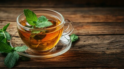 Poster - Mint herbal tea relax background horizontal composition 