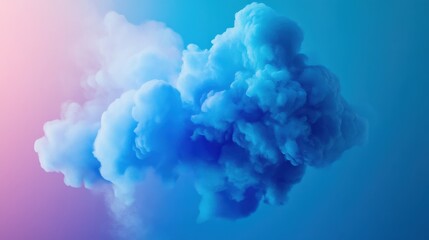 A modern abstract representation of a blue cloud against a sleek gradient background, creating a futuristic and digital feel.