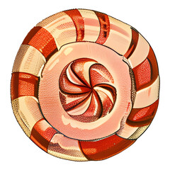 Wall Mural - A candy with a swirl design on it. The candy is red and white. The swirl design is made up of lines and dots