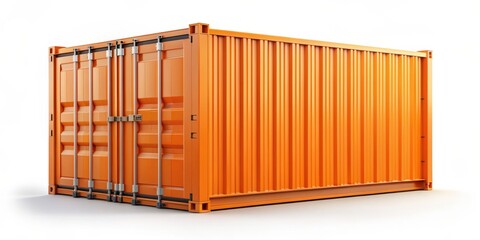 Orange Shipping Container, 3D Render, Isolated, Cargo, Logistics , container , shipping