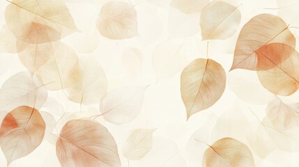 Wall Mural - A soft, abstract background featuring translucent leaves in warm tones.