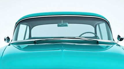 Wall Mural - Clean and Clear Windshield of a Turquoise Automobile