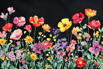 Poster - Watercolor Wildflowers.