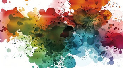 Sticker - This image showcases a vibrant abstract composition with multicolored ink splashes creating dynamic chaos on a white background.