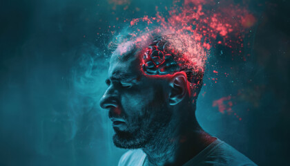 Wall Mural - man suffer in Epilepsy, seizures due to abnormal brain,