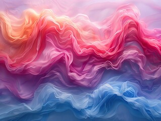 Poster - Abstract Fabric Texture in Pink, Blue and Orange Hues