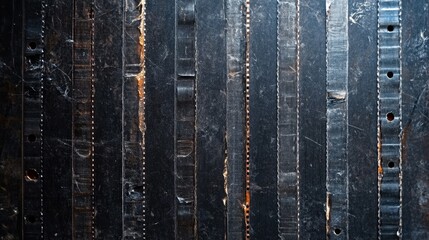 A textured surface featuring vertical black strips, possibly from a material like plastic or metal.