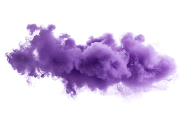 A vibrant purple smoke cloud drifts gracefully, suspended on a transparent background, ideal for artistic or graphic design projects needing unique textures. Transparent background PNG