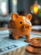 © britaseifert - Piggy bank on the table. Budget and financial planning, executive CFO, income and expenses forecast