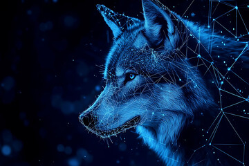Wall Mural - an abstract digital background banner featuring a wolf.
