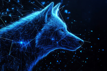 Wall Mural - an abstract digital background banner featuring a wolf.