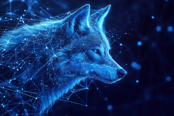 Wall Mural - an abstract digital background banner featuring a wolf.