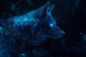 Wall Mural - an abstract digital background banner featuring a wolf.