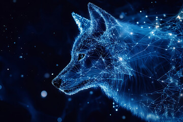 Wall Mural - an abstract digital background banner featuring a wolf.