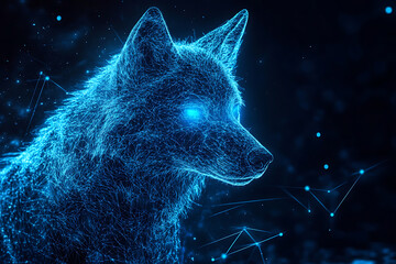 Wall Mural - an abstract digital background banner featuring a wolf.