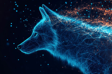 Wall Mural - an abstract digital background banner featuring a wolf.