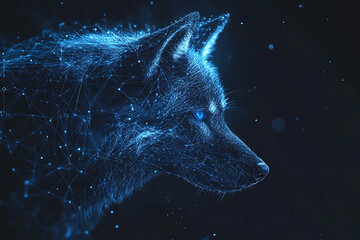 Wall Mural - an abstract digital background banner featuring a wolf.